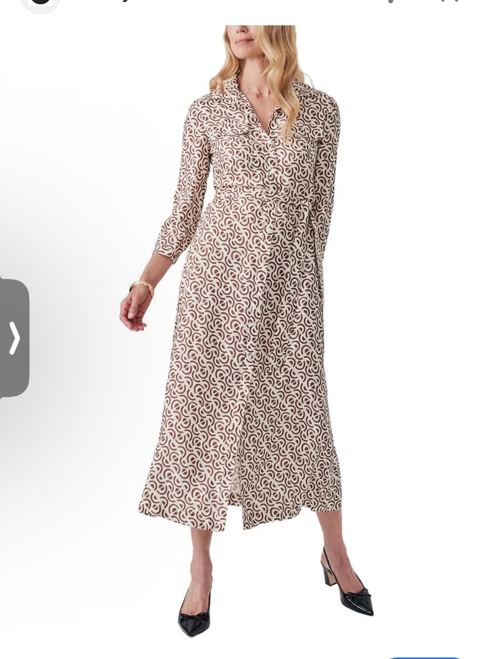J. McLaughlin Beige & Brown Print Freda dress